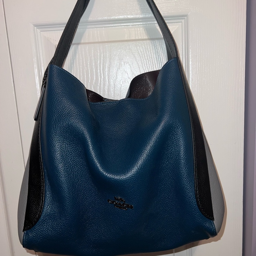 Coach Hadley Blue and Black Leather Hobo Bag